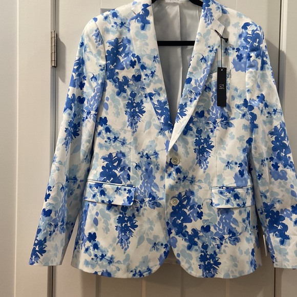 Blue floral JF j. Ferrar NWT 40SH slim fit suit jacket ❤️🔥 show stopper! - Picture 7 of 12